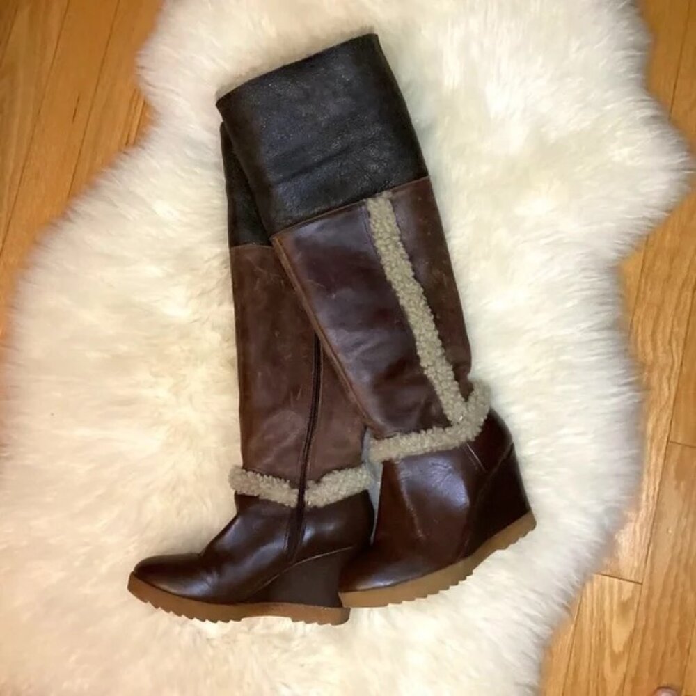 Genuine Shearling Wedge Boots
